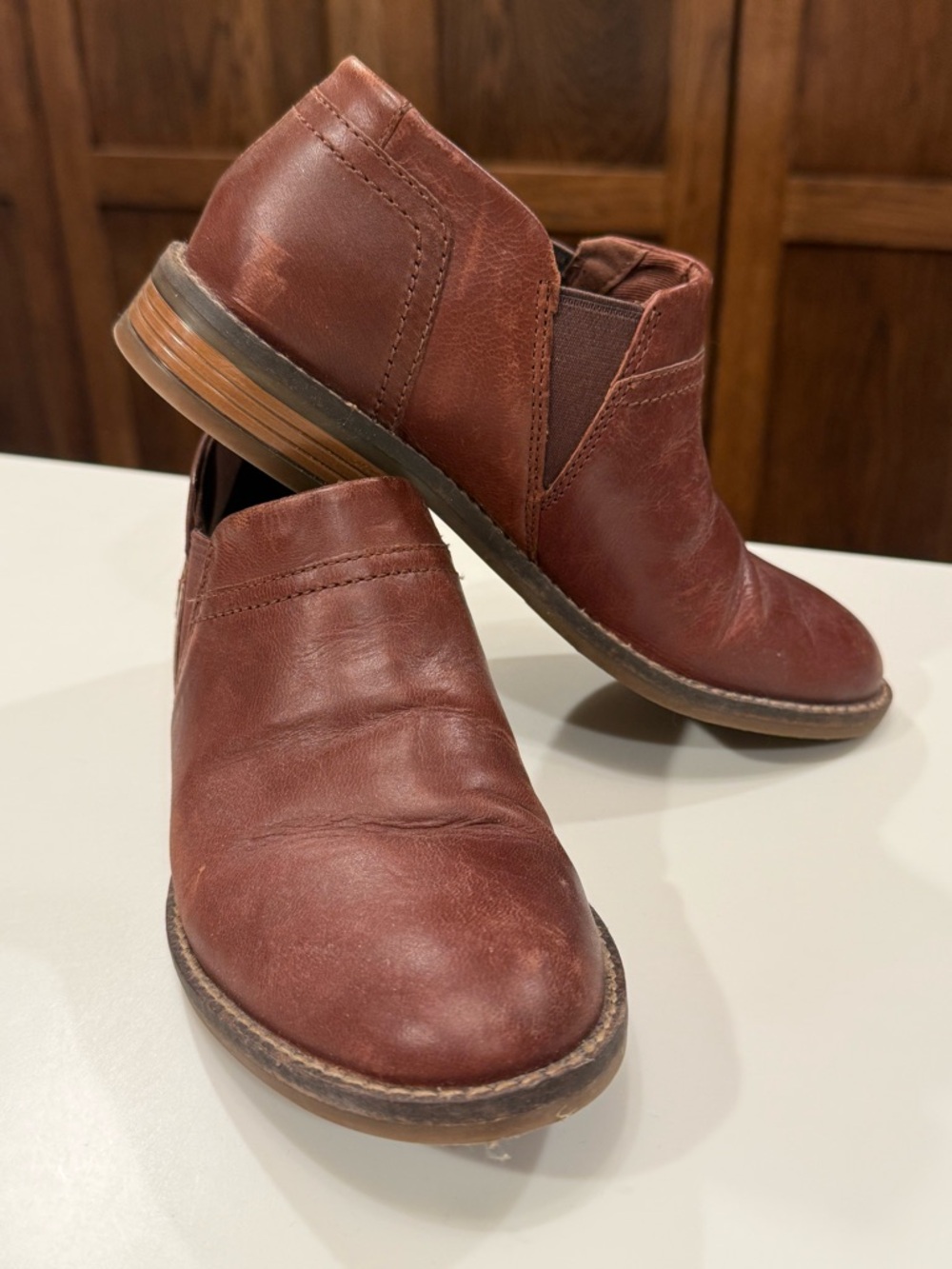 Clarks Kastela Lo Ankle Boots Chestnut Leather Size 6